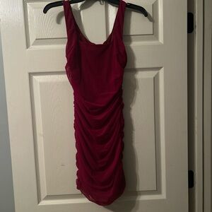 Lulu's Vibrant Red Ruched Mini Dress